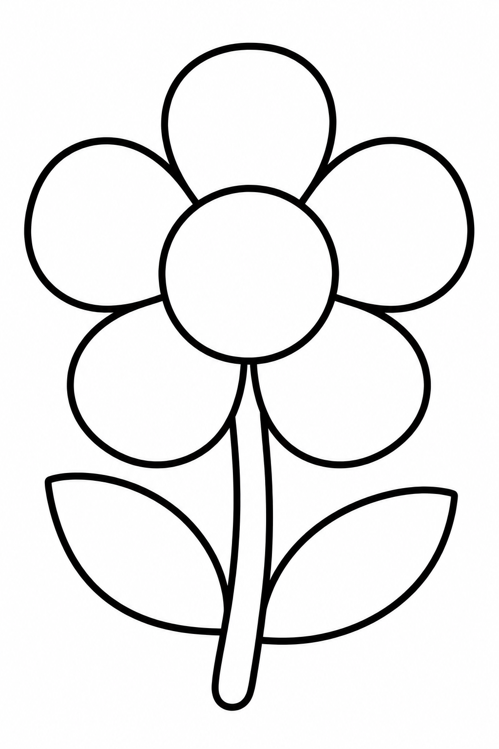Fröhliche Blume: Eine Blüte voller Lieblingsfarben. Schwarze Konturen auf weißem Hintergrund zum Ausmalen.