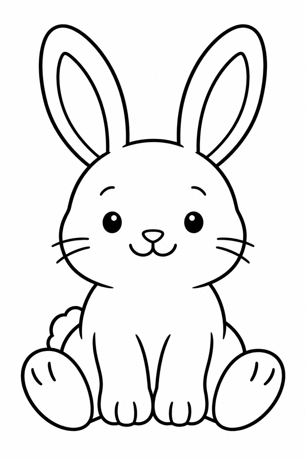 Kleiner Hase: Lange Ohren, viel Platz für Farbe. Schwarze Konturen auf weißem Hintergrund zum Ausmalen.