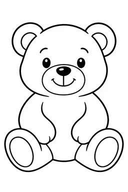 Kuscheliger Teddy: Ein lieber Bär wartet auf deine Farben. Schwarze Konturen auf weißem Hintergrund zum Ausmalen.